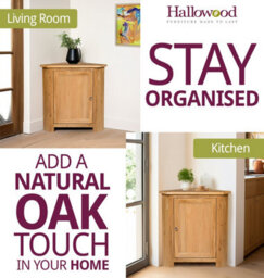 Hallowood Furniture Waverly Oak Low Corner Cupboard With Shelf - thumbnail 6