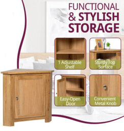 Hallowood Furniture Waverly Oak Low Corner Cupboard With Shelf - thumbnail 5