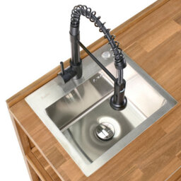 Beliani Outdoor Kitchen Island With Sink Venosa Acacia Wood Brown/ Black Brown - thumbnail 8