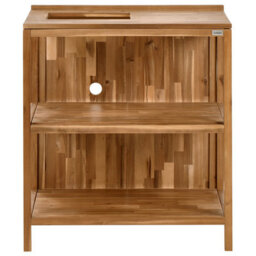 Beliani Outdoor Kitchen Island With Sink Venosa Acacia Wood Brown/ Black Brown - thumbnail 6