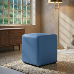 Faux Leather Cube Seating Lapis Blue Faux Leather - thumbnail 1