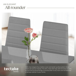 Tectake Set Of 6 Dining Chairs - High Backrest, Padded, Synthetic Leather   - Grey - thumbnail 5