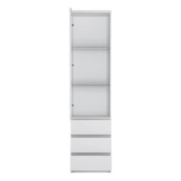 Furniture To Go Fribo Tall Narrow 1 Door 3 Drawer Glazed Display Cabinet In White - thumbnail 3
