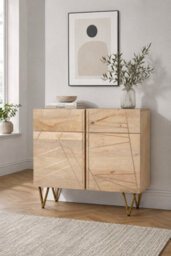 Silchester Light Mango Small 2 Door Sideboard With Gold Inlay