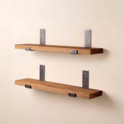 Off the Grain Wall Mounted Shelves - Set Of Two Walnut Shelves With Inverted Brackets - 40Cm - thumbnail 5
