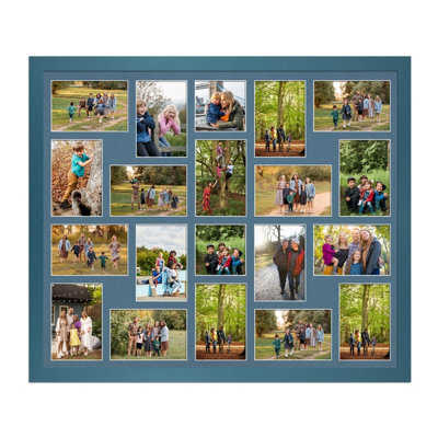 AK Frames 80X70Cm Navy Blue Modern Multi Photo Frame With Pompadour Mount - Holds 20 Apertures (18X) 6X4, (2X) 4X4 Photos - image 1