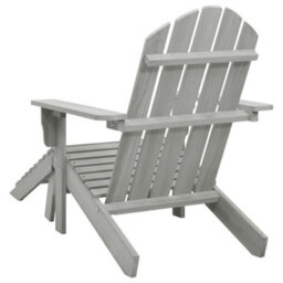 Berkfield Garden Chair With Ottoman Wood Grey - thumbnail 4