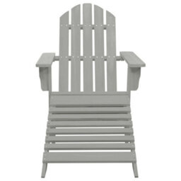 Berkfield Garden Chair With Ottoman Wood Grey - thumbnail 2