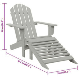 Berkfield Garden Chair With Ottoman Wood Grey - thumbnail 8