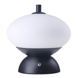 Happy Homewares Black Domed Rechargeable Touch Dimmable Table Lamp With Frosted Glass Shade - thumbnail 1