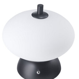 Happy Homewares Black Domed Rechargeable Touch Dimmable Table Lamp With Frosted Glass Shade - thumbnail 3