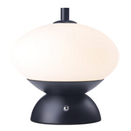 Happy Homewares Black Domed Rechargeable Touch Dimmable Table Lamp With Frosted Glass Shade - thumbnail 2