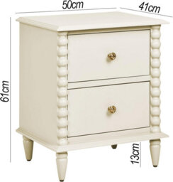 Statement Furniture Cromwell Bedside Table With Bobbin Design - Linen - thumbnail 2
