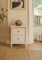 Statement Furniture Cromwell Bedside Table With Bobbin Design - Linen