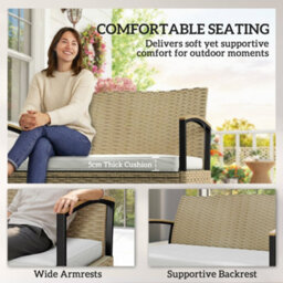Outsunny 125L Garden Storage Bench, 2 Seater Pe Rattan Outdoor Bench - thumbnail 5