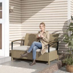 Outsunny 125L Garden Storage Bench, 2 Seater Pe Rattan Outdoor Bench - thumbnail 8