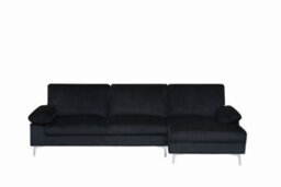 Eco Living Ravenna Jumbo Cord Sectional Corner Right Hand Facing Sofa In Black - thumbnail 3
