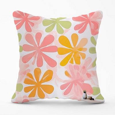 Warren Reed Designer Yellow And Pink Flowers Cushions 60Cm X 60Cm - image 1