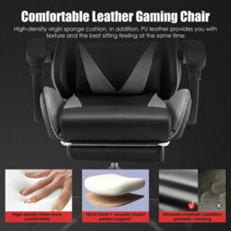 Faux Leather Racing Gaming Chair Swivel Office Gamer Desk Chair Adjustable - thumbnail 5