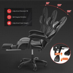 Faux Leather Racing Gaming Chair Swivel Office Gamer Desk Chair Adjustable - thumbnail 3