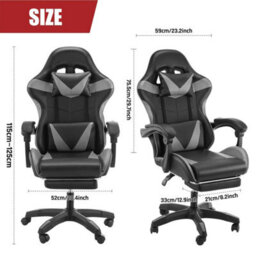 Faux Leather Racing Gaming Chair Swivel Office Gamer Desk Chair Adjustable - thumbnail 2