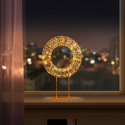 Premier Decorations Limited 30Cm Twinkling Gold Effect A Pre-Lit Christmas Wreath - image 1