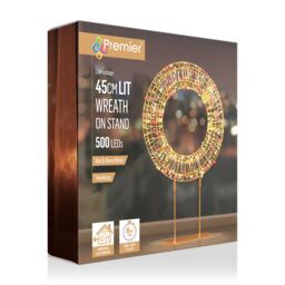 Premier Decorations Limited 30Cm Twinkling Gold Effect A Pre-Lit Christmas Wreath - thumbnail 4
