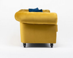 Hilton Chesterfield Style Sofa Mustard French Velvet Fabric 3+2 Seater Set (3+2 Seater) - thumbnail 4