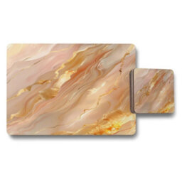 Benjamin Tate Design Marble Luxe Placemat And Coaster Set With Wood Backing Designer Artwork Collection Exclusive Edition - thumbnail 1
