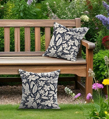 Luxury Living Blossom Outdoor Water-Repellant Cushion - Blue - Pair - image 1