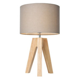 Litecraft Devlin Wooden Tripod Table Lamp With Taupe Shade - thumbnail 2