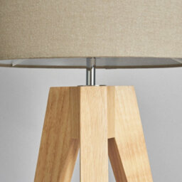 Litecraft Devlin Wooden Tripod Table Lamp With Taupe Shade - thumbnail 5