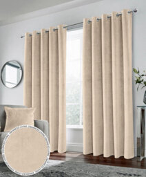 Luxury Enhanced Living Cream Velvet, Supersoft, 100% Blackout, Thermal Pair Of Curtains With Eyelet Top - 66 X 72 Inch (168X183Cm)