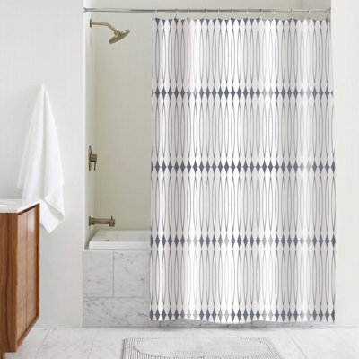 Showerdrape Linea White & Grey Shower Curtain - image 1