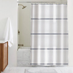 Showerdrape Linea White & Grey Shower Curtain - thumbnail 1