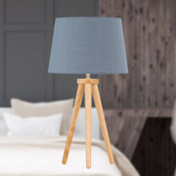 First Choice Lighting Voyage - Light Oak Table Lamp Or Bedside Light With Grey Shade - thumbnail 2