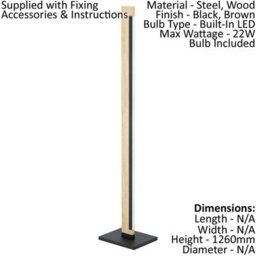 Elegant Adjustable Floor Lamp With Black And Brown Finish, White Shade, 22W Led Bulb Included - thumbnail 2