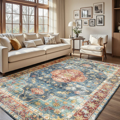 Decoranddecor Area Rugs, Living Room Rugs, Washable Rugs, 160X230Cm, Non-Slip, Pet Friendly, Low Pile, Persian Rug - Avenza - image 1