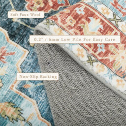 Decoranddecor Area Rugs, Living Room Rugs, Washable Rugs, 160X230Cm, Non-Slip, Pet Friendly, Low Pile, Persian Rug - Avenza - thumbnail 3