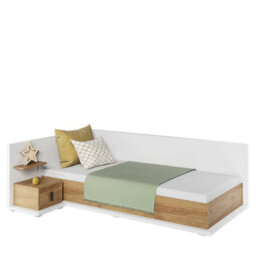 Arte Elegant Massi Left Sided Single Bed With Mattress And Storage - Natural Hickory & Alpine White (H)700mm (W)1020mm (D)2120mm - thumbnail 3