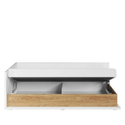 Arte Elegant Massi Left Sided Single Bed With Mattress And Storage - Natural Hickory & Alpine White (H)700mm (W)1020mm (D)2120mm - thumbnail 2
