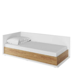 Arte Elegant Massi Left Sided Single Bed With Mattress And Storage - Natural Hickory & Alpine White (H)700mm (W)1020mm (D)2120mm - thumbnail 1