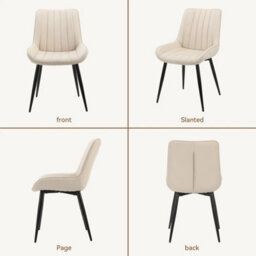 Set Of 2 Pu Leather Dining Chairs Padded Metal Legs - thumbnail 3