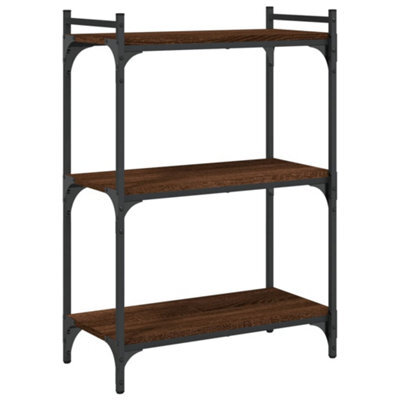 Berkfield Industrial Bookcase 3-Tier Brown Oak 60X30X86 Cm Engineered Wood
