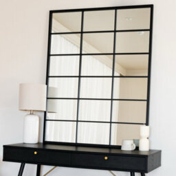 Jōbū Jobu Home - Kyo - Black Metal Rectangle Lattice Window Mirror - 120Cm X 95Cm