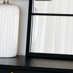 Jōbū Jobu Home - Kyo - Black Metal Rectangle Lattice Window Mirror - 120Cm X 95Cm - thumbnail 2
