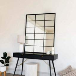 Jōbū Jobu Home - Kyo - Black Metal Rectangle Lattice Window Mirror - 120Cm X 95Cm - thumbnail 3