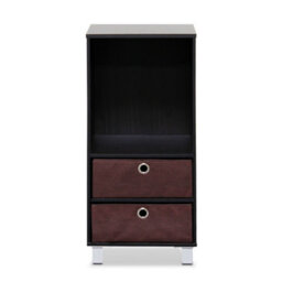 Walplus Furinno 3 Shelves Cabinet/bedside Night Stand With 2 Bin Drawers, Espresso/brown - thumbnail 2