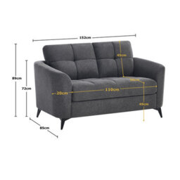 More4Homes Solna 2 Seater Scandi Style Fabric Living Room Sofa (Charcoal) - thumbnail 8