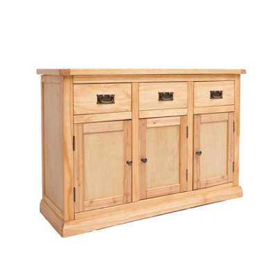 Cabinet Bits Lucca Waxed 3 Drawer 3 Door Sideboard Brass Drop Handle - image 1
